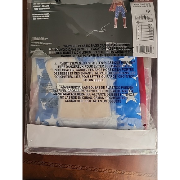 Wonder Woman Costume DC Comics Leggings Cape Gauntlets Top Halloween Adult L - Picture 11 of 12